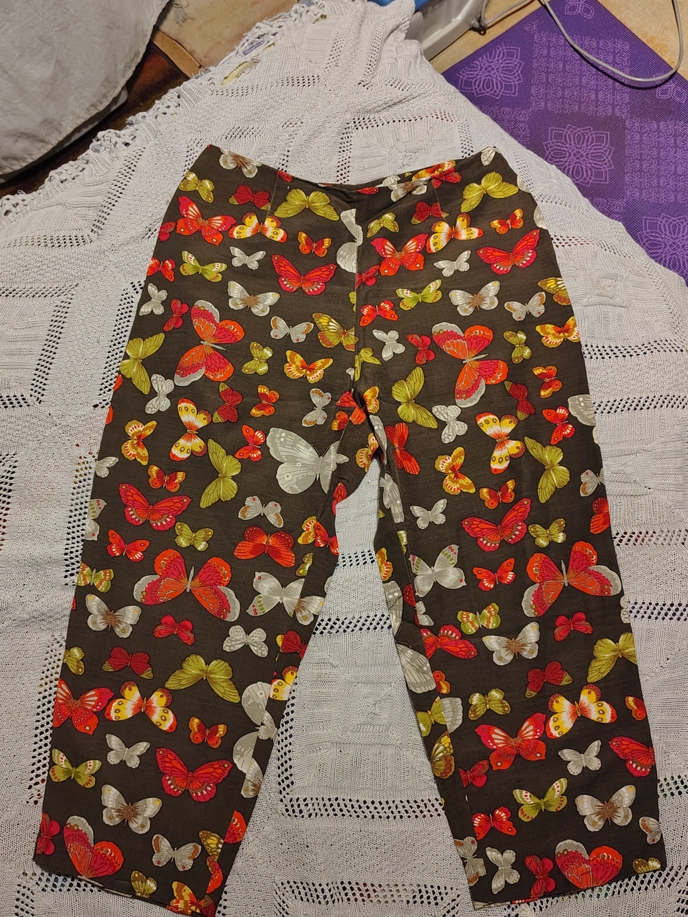 Vintage Women's Brown Butterfly Print Pants 10p